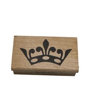 Ballard Designs Crown Rubber Stamp Wood Mounted Decorative Craft Stamp